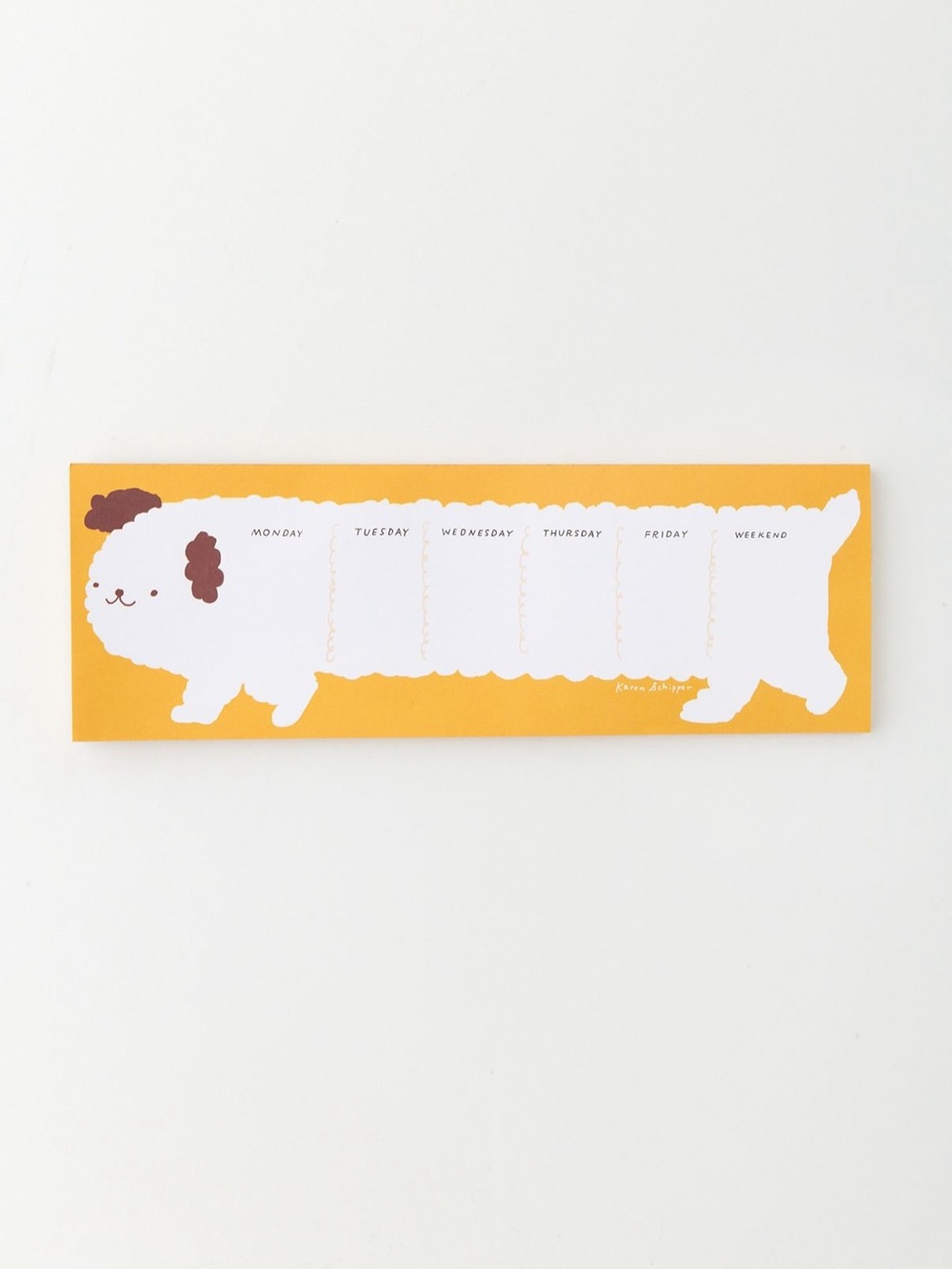 Weekly Dog Planner Notepad - Yellow and White